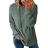 Dokotoo Womens Hoodies Casual Waffle Knit Long Sleeve Drawstring Pullover Sweatshirts Lightweight Hooded Tops