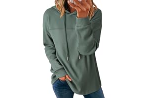 Dokotoo Womens Hoodies Casual Waffle Knit Long Sleeve Drawstring Pullover Sweatshirts Lightweight Hooded Tops
