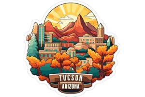 NO THORNS MEDIA Tucson Arizona Sticker Travel Weatherproof Souvenir Decal Vinyl Small Waterproof for Water Bottle Mug Passport Notebook Laptop Computer Phone Car Stickers 4" ID44990
