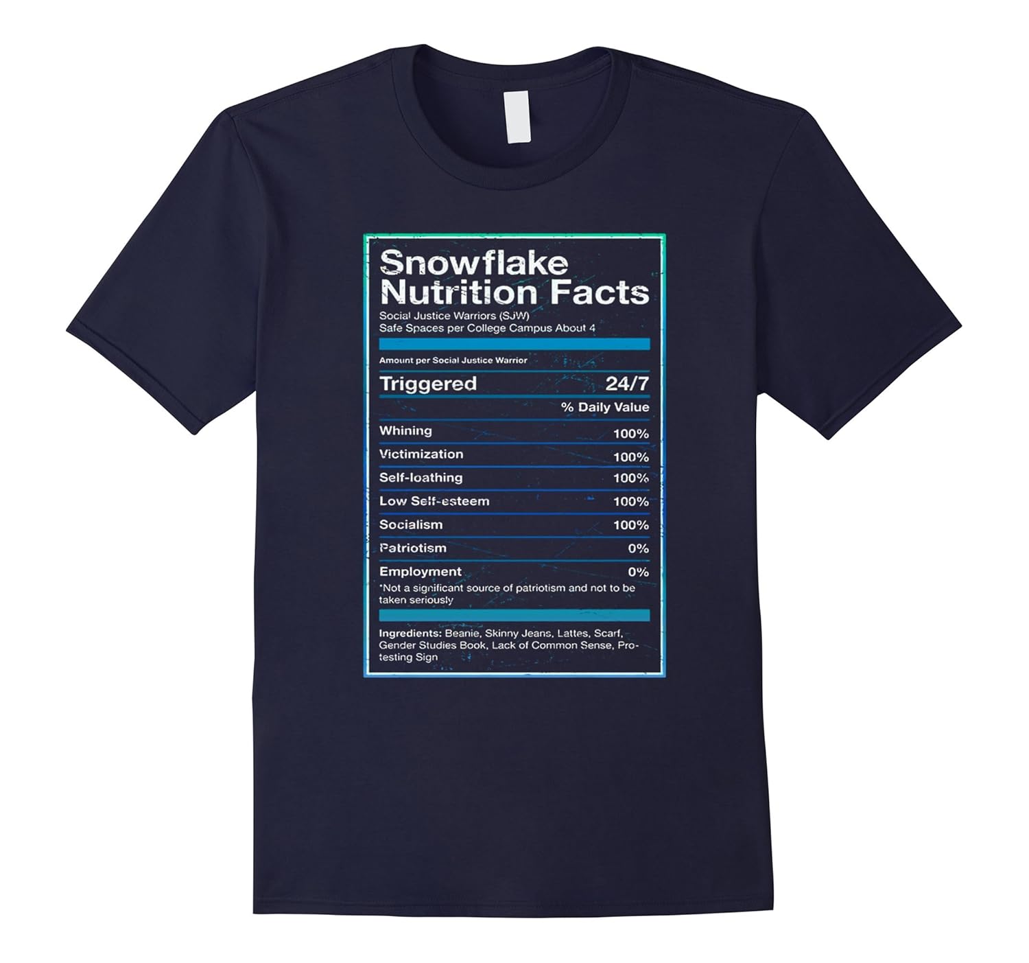 Snowflake Nutrition Facts T Shirt Funny Political T Shirts-ANZ