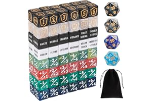 MDDSHGG 100 Pieces MTG Dice Counters Set Bulk Ability Keyword Tokens Shield Life Counters 6 Sided Dice for Magic The Gathering TCG Card Gaming Accessories (Dice Set (B))