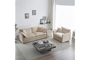 Tmsan 2 Pieces of Loveseat and Single Sofa Chair Set, Modern Chenille Cloud Couches Set for Living Room Bedroom Apartment Office