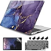 DONGKE Compatible with MacBook Air 13 inch Case 2021 2020 2019 2018 Release A2337 M1 A2179 A1932 with Retina Display Touch ID, Plastic Hard Shell & Keyboard Cover - Abstract Marble