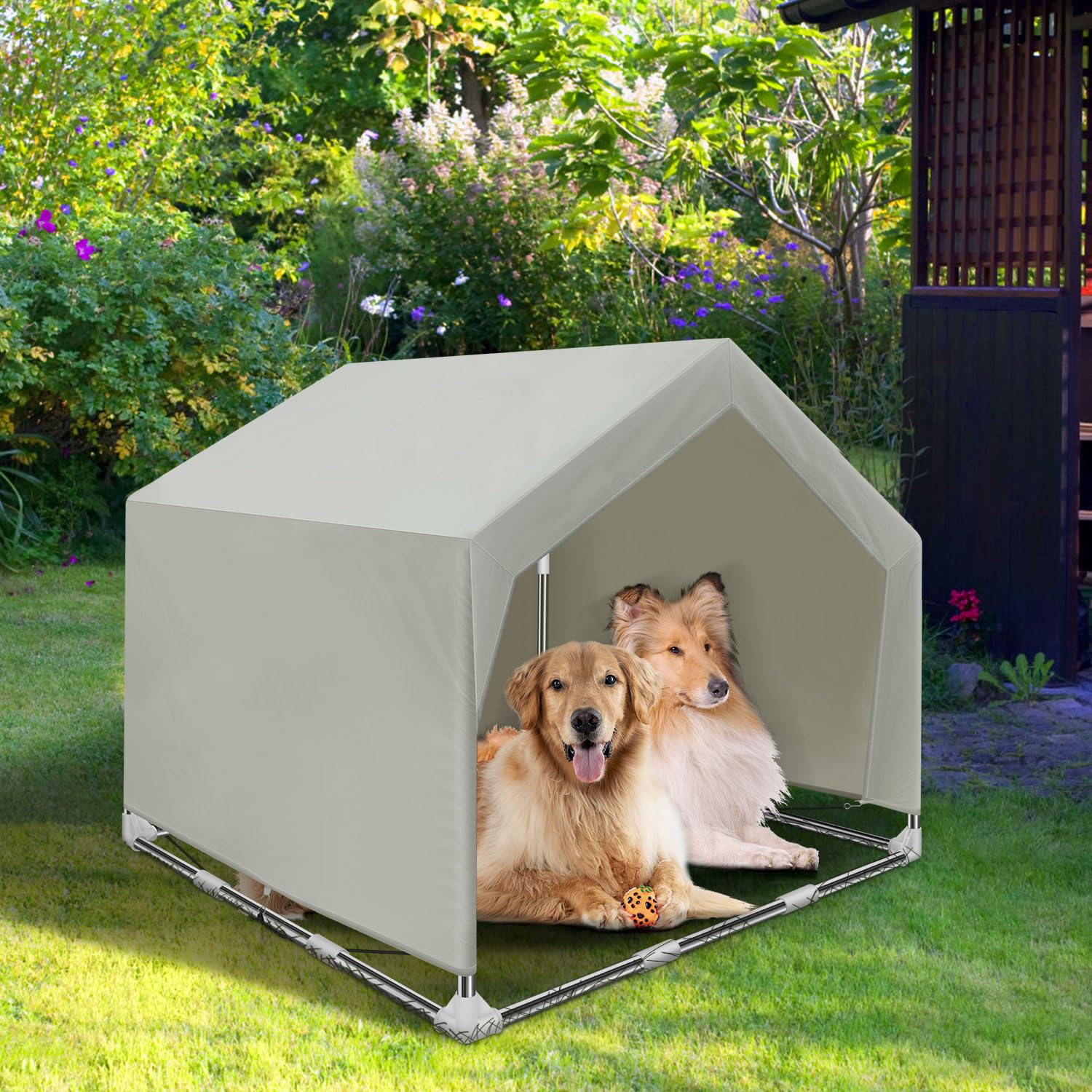 Photo 1 of Dog Shade Shelter Outdoor Large Tent Dog House for Large Dogs, Outdoor Dog Tent, Outside Sun Rain Canopy Pet House for Cats, Rabbits and Other Pets.