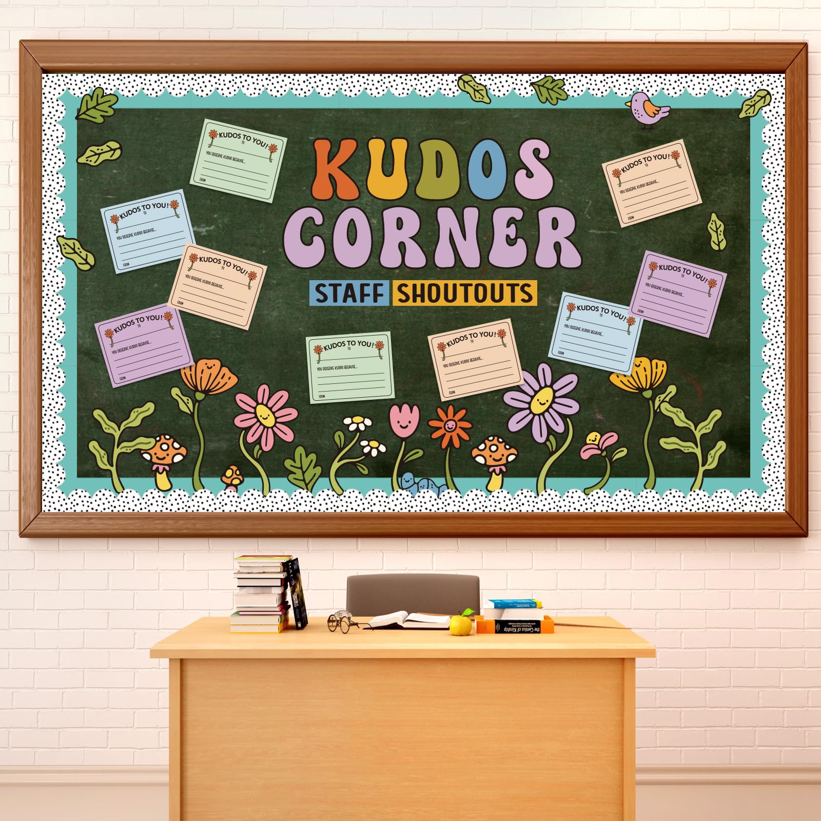 Photo 1 of Mooliwe Bulletin Board Kit Staff Shout Out Kudos Corner Decoration Set Employee Gratitude and Recognition Bulletin Board Set with 20 pcs Cutouts for School Classroom Office Wall Door Décor Supplies