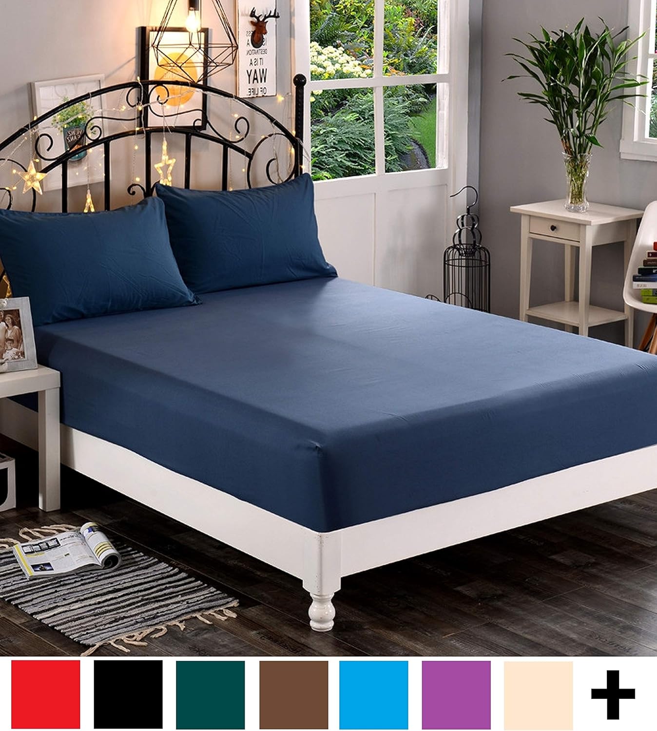 Premium Hotel Quality 1-Piece Fitted Sheet, Luxury & Softest 1500 Thread Count Egyptian Quality Bedding Fitted Sheet Deep Pocket up to 16inch, Wrinkle and Fade Resistant: Home & Kitchen
