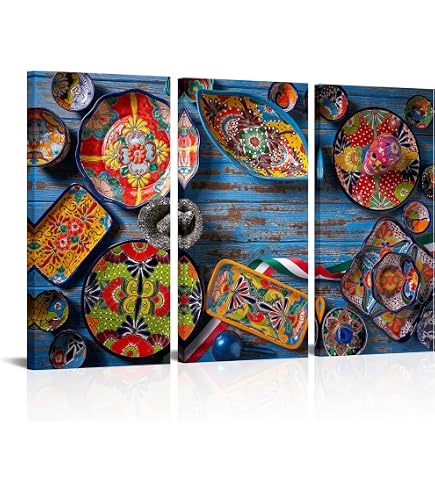 Wall26 Mexican Food Mix Background Canvas Art – 16x24x3 Panels, Framed Stretched, USA Made