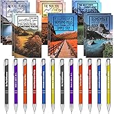 Geyee 24 Pcs Mini Motivational Pens Inspirational Notepads Bulk Appreciation Gifts Small Journals Funny Ballpoint Pen Set Prizes Men Women Office Travel Party Favors(Scenery)