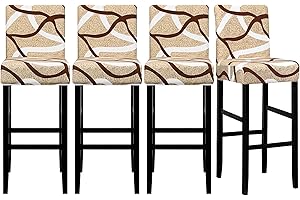 Lellen Jacquard Bar Chair Stool Cover - 4 Pack Stretch Chair Slipcover Pattern for Short Swivel Dining Chair-Counter Height Side Chairs (125845)