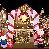 SHDEJTG 10ft Candy Cane Arched Outdoor Inflatable with LED Lights for Christmas Holiday Party Decoration, Winter Garden Decoration
