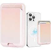 BayPastel X for MagSafe Card Wallet,Slim Leather Magnetic Phone Wallet Rainbow Design Stick on Credit Card Holder for iPhone