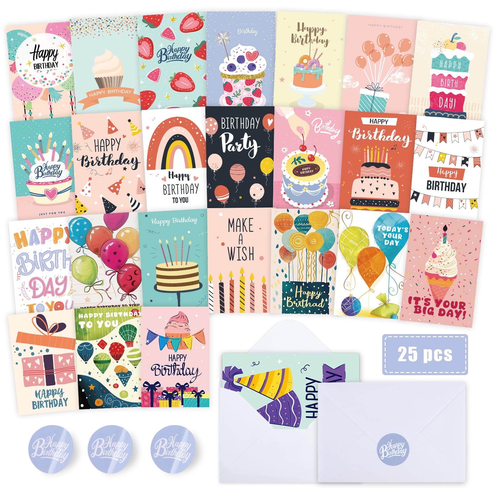 Photo 1 of **MISSING PARTS**
FUHITIM Birthday Cards,25 Pcs Blank Cards with Envelopes & Stickers,25 Design,4x6 Inches Happy Birthday Card,Birthday Card for Kids,Friends,Family and Colleagues