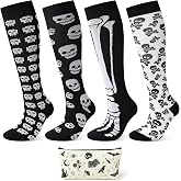 Jeasona Compression Socks for Women Men Halloween Socks Gifts 15-20 mmHg | 4 Pairs Funny Halloween Fall Pumpkin Knee High Support Compression Stockings for Nurses, Travel, Pregnancy, Teacher