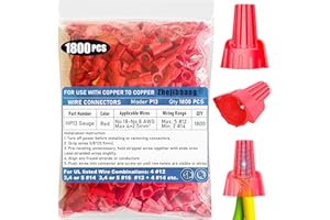 ZHEJIBBANG 1800 PCS Winged Red Wire Nuts 13 Gauge for 18-8 AWG, HSP13 Easy Twist-On and Easy Screw On Wire Connectors Ribbed Cap for Quick Connect Electrical Wiring,Heavy Duty Screw Terminals with Metal Spring