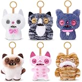 Fuggler Alley Cat Keyring 5 Inch (6 Pack) by ZURU | Clip-on Funny Ugly Monster keyrings; signature teeth; soft &amp; collectible; for fans &amp; collectors; gift for tweens &amp; teens