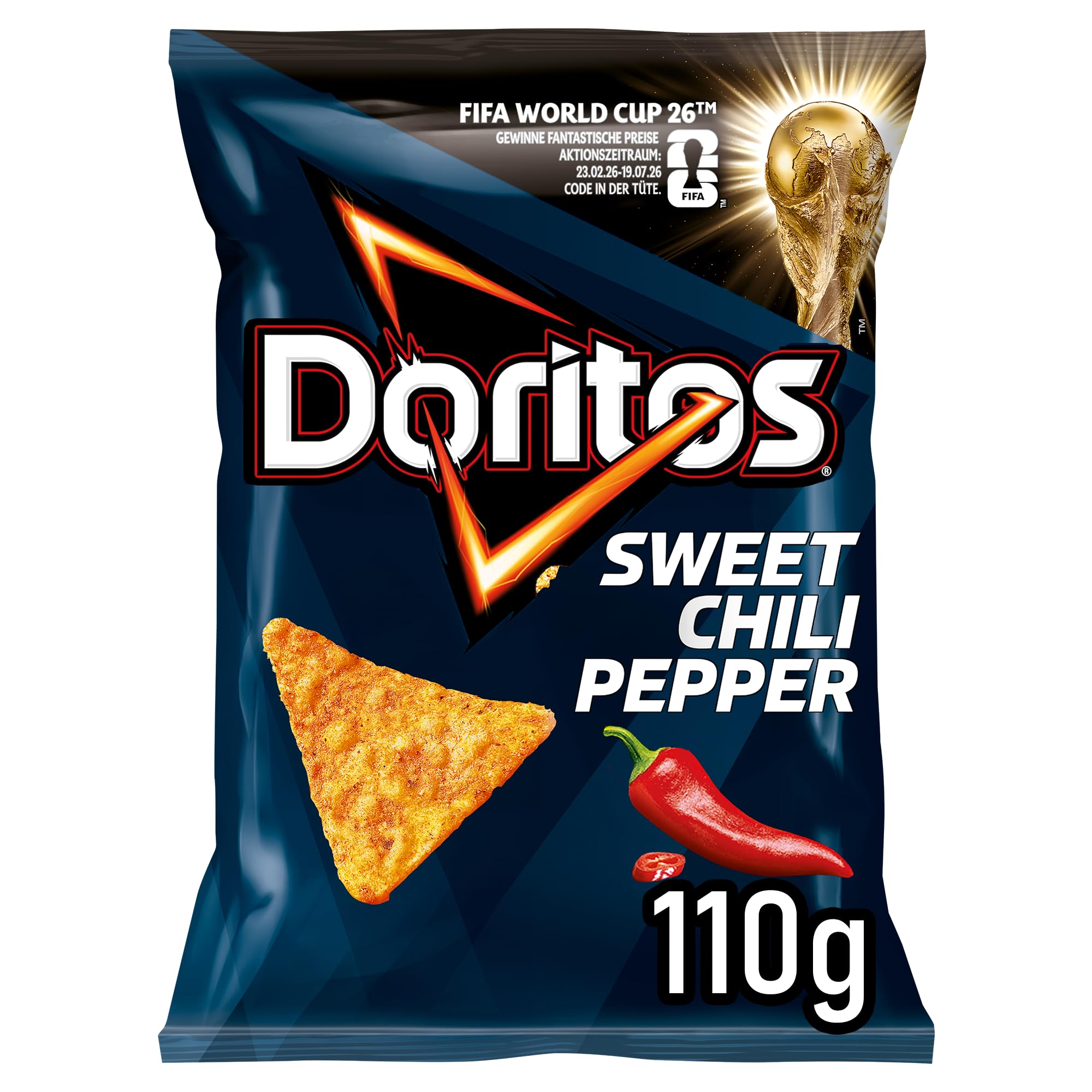 Doritos Sweet Chili Pepper - Tortilla Nachos mit süßem Chili-Geschmack - Herzhafter Snack zum Knabbern aus Mais (12 x 110g) (Verpackungsdesign kann abweichen) 4