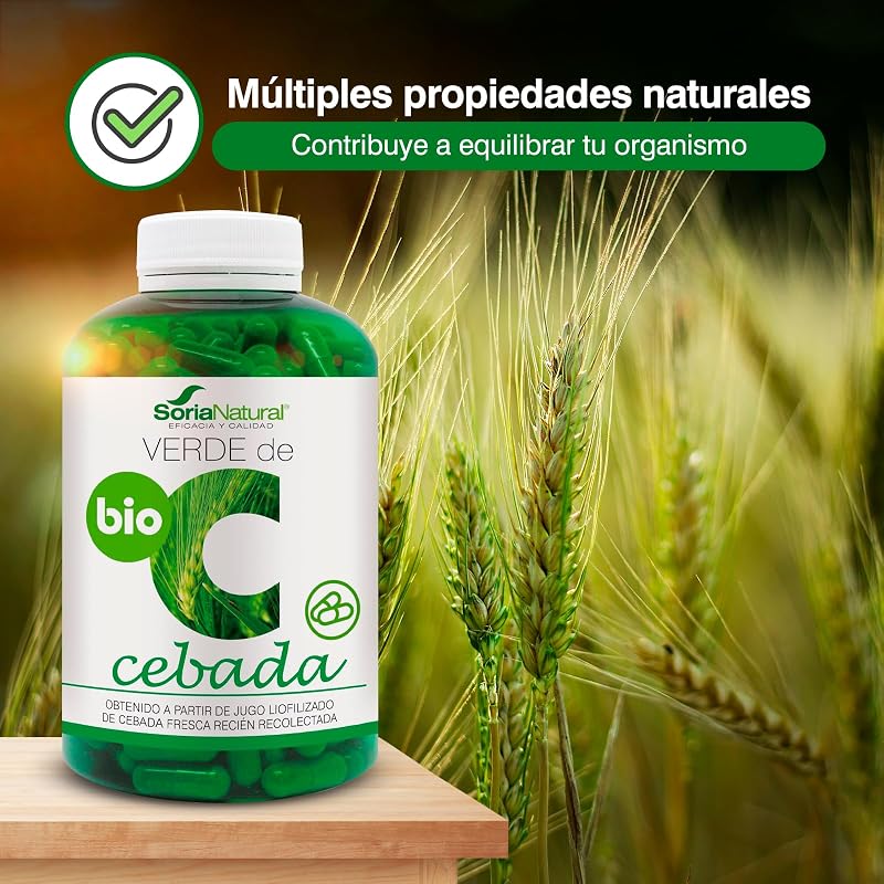 Verde de cevada - Ajuda a equilibrar o corpo - Fornece alto teor de ácidos gordos essenciais, antioxidantes, elementos traço e enzimas - 100% natural - 240 cápsulas de 580mg