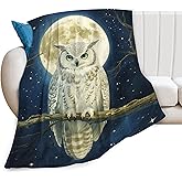 Owl Soft Cozy Blanket Owls Moon Throw Blanket Super Plush Warm Stuff Lightweight Fleece Flannel Blankets Gifts for Women Girls Kids Adults 50"X40"