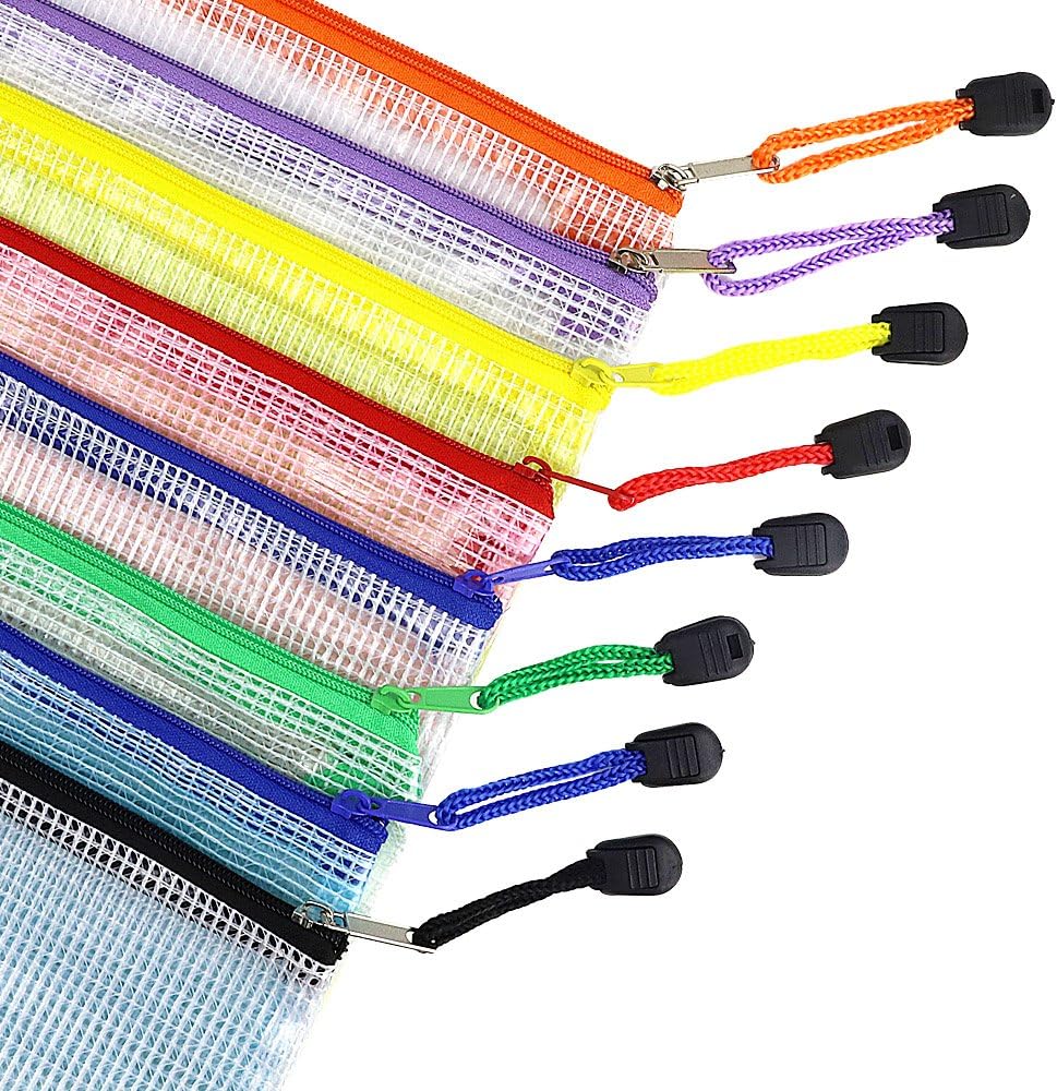 16pcs Mesh Clear Zipper Pouch, Zipper File Bags, Document Pouch Multipurpose Travel Bags for Office Supplies and Travel Organization : Office Products
