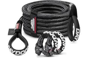 DAYDOOR Recovery Tow Rope Kit with 2 Soft Shackles, 7/16" x 30 ft Tow Rope 31,200Lbs Break Strength, UHMWPE Synthetic Tow Str