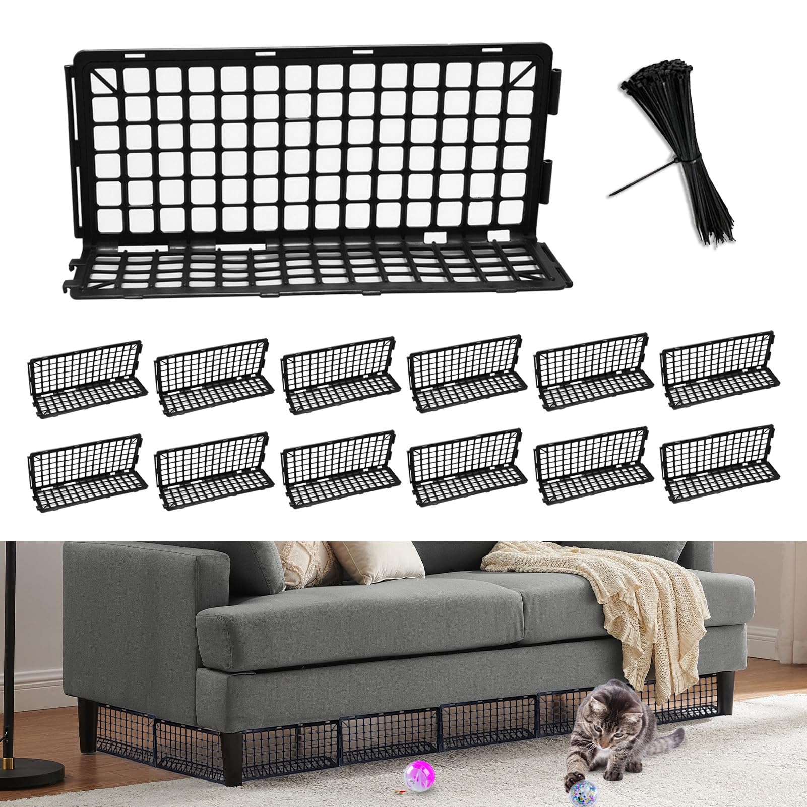 Photo 1 of 12 PCS Under Bed blockers for Pets, Under Couch Blockers for Bed Couch Furniture Underneath, Stop Small Item Pet Toys from Getting Under The Sofa
