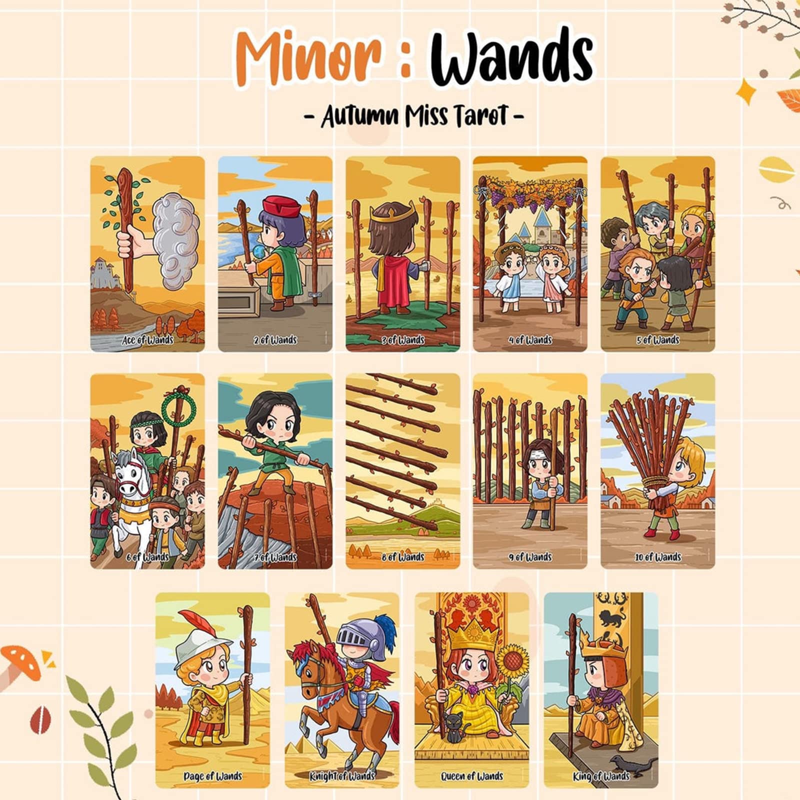 mrdiyshisha Autumn Miss Tarot Deck - Fall Tarot in The Four Seasons Tarot Series, 78 Standard Tarot Cards with Guidebook for Beginners (4.75