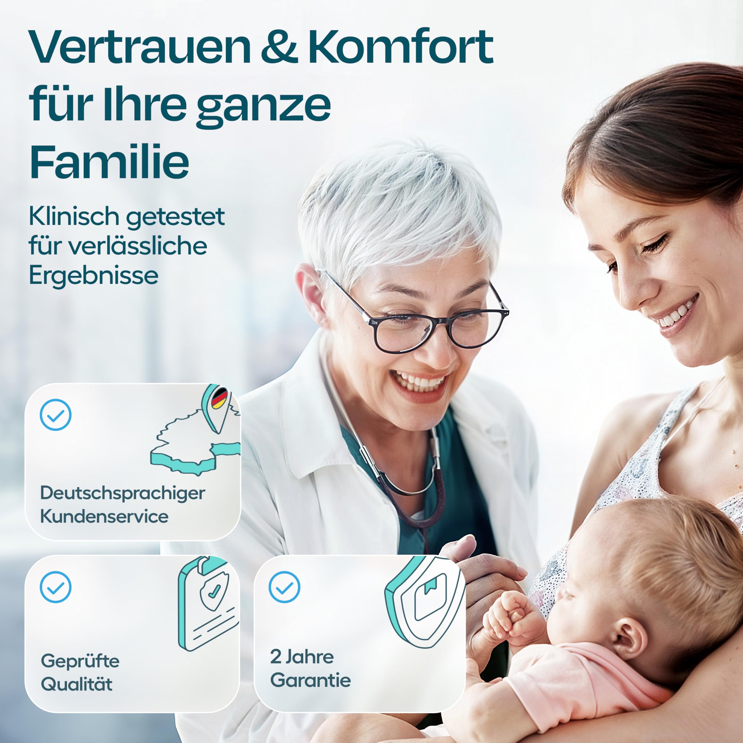 HIMMELSHAUCH MEDICAL Fieberthermometer Ohr & Stirn | 3 in 1 Messgerät | Ohrthermometer Babys Kinder & Erwachsene | Stirnthermometer kontaktlos | Digitales Fieber-Thermometer | Infrarot Fiebermesser 6