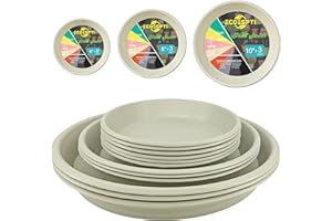 ECOESPTI 12Pcs Colourful Plant Saucer, 6 8 10 Inch Durable Plastic Plant Tray, Round Plant Pot Saucers, Drip Tray for Indoor and Outdoor Garden, Creamy White