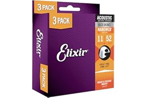 Elixir Strings, Acoustic Guitar Strings, 80/20 Bronze with NANOWEB Coating, Longest-Lasting Bright and Focused Tone with Comf