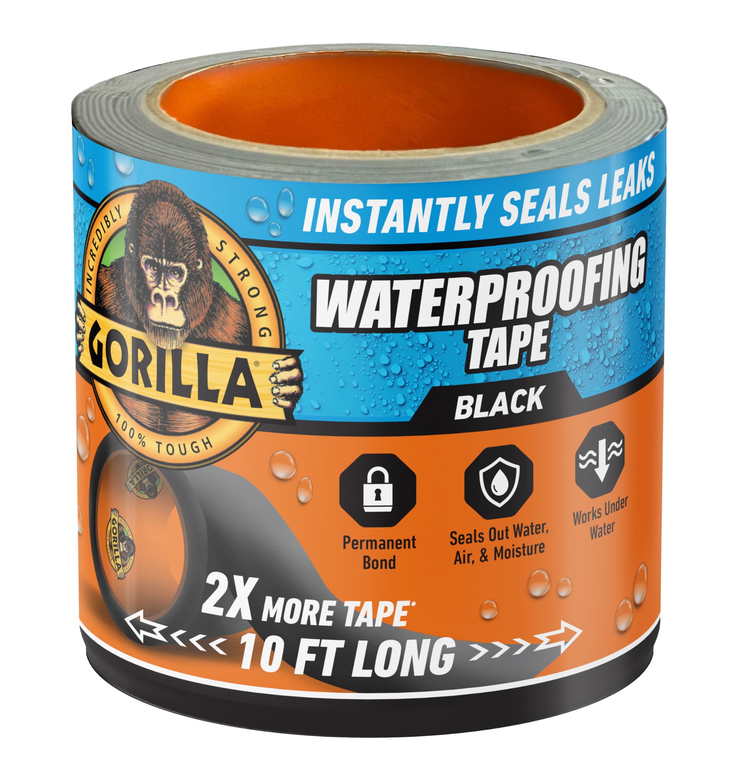 Gorilla Waterproof Patch & Seal Tape: 4 in. x 10 ft. (Black)