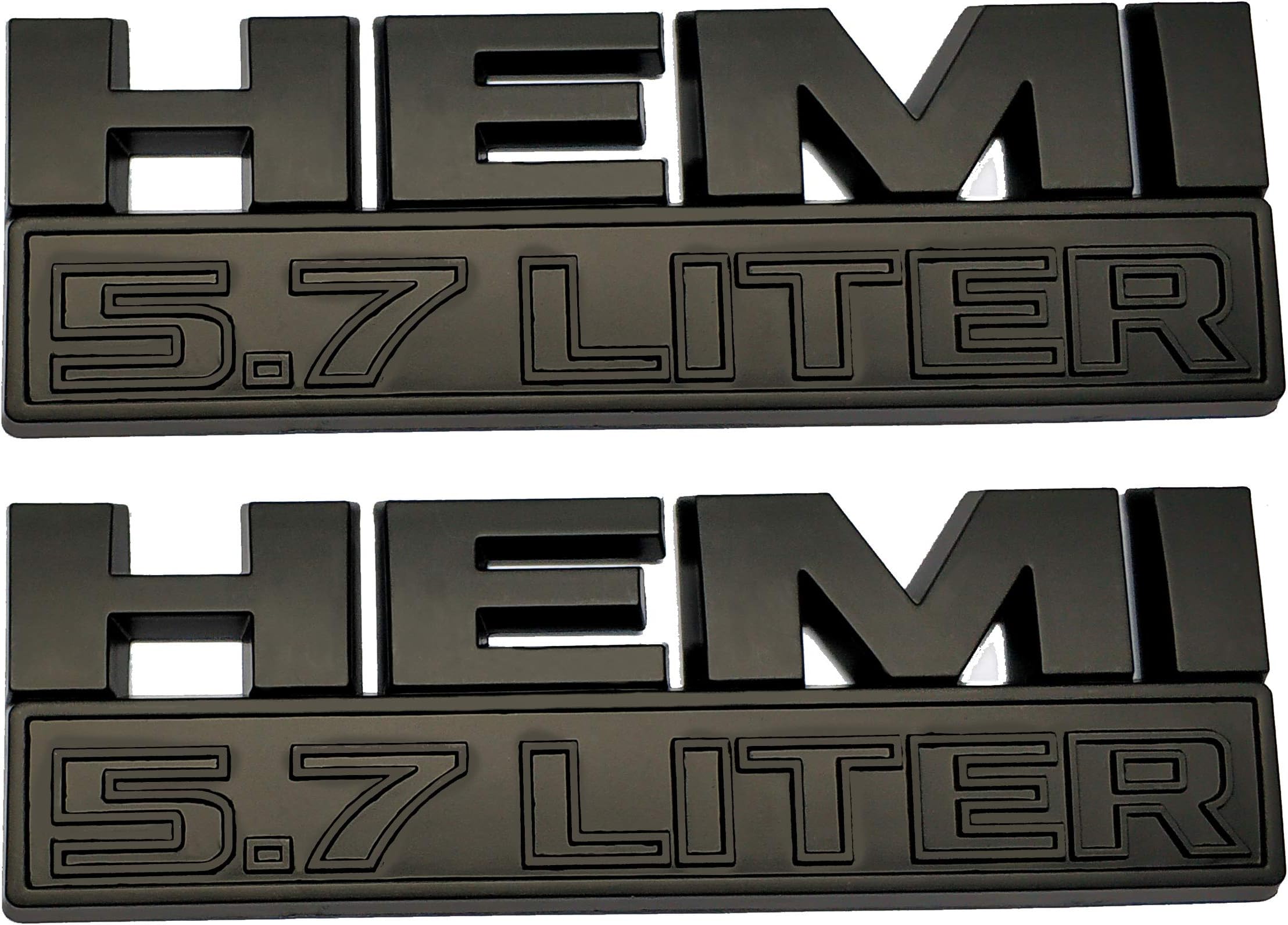 2pcs Compatible with 5.7 Liter Hemi 3D Logo Decal Emblem Badge Sticker for Charger 1500 Challenger Jeep Grand (Black)