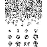 YETOOME 300pcs 12 Styles Antique Silver Spacer Beads, Alloy Charm Spacers for Jewelry Making, Bracelet Necklace Craft Beads for DIY Jewelry Accessories
