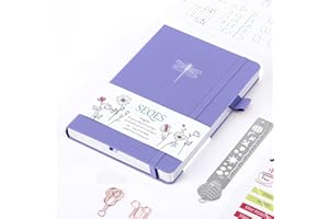 SeQeS Bullet Dotted Journal -A5 Dot Grid Notebook 160gsm Pages Number Bleedproof Paper,Hardcover Dot Journal |Personal Organizers | Dotted Grid Journal |Bullet Journals（dragonfly）