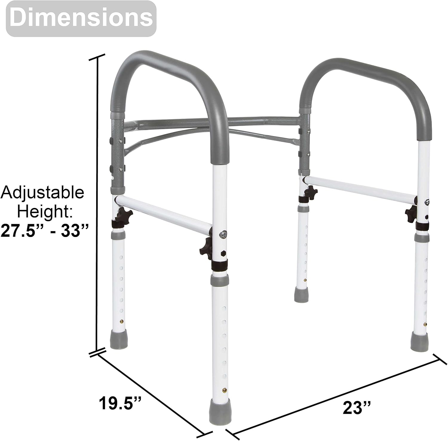 Vaunn Deluxe Bathroom Safety Toilet Rail - Adjustable Toilet Safety Frame - Medical Handrail Assist Grab bar Handle, Gray: Health & Personal Care