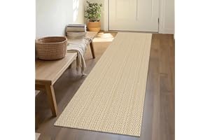 IOHOUZE Washable Runner Rug 2x6 Non Slip Runners for Hallways Entryway Runner Indoor, Kitchen Rugs Woven Cotton Floor Carpet for Kitchen Hall Entrance Bedroom, Warm Beige/Orange/Apricot