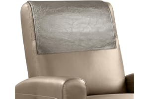 NZDWZDN Recliner Headrest Protector Faux Leather Headrest Cover for Recliner Chair Waterproof Couch Headrest Covers for Furniture Sofa Protector for Home Office Chair W17 x L27Inch(Taupe)