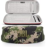 JBL Charge 5 Portable Waterproof Wireless Bluetooth Speaker Bundle with Boomph Portable Hard Carrying Protective Case - Camouflage