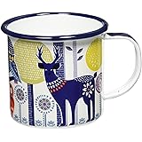 Folklore Enamel Camping Coffee Mug, Day Design, White, (14 Ounces)