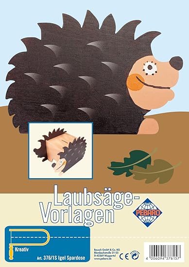 Pebaro 376/1S - Laubsägevorlage Igel Spardose, Kinder Bastelsets