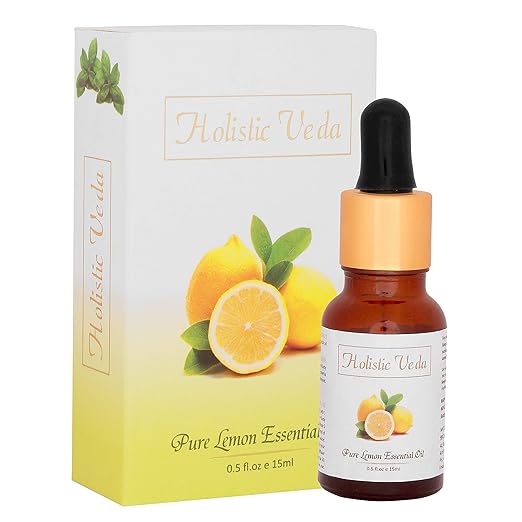 HOLISTIC VEDA Pure Lemon Essential Oil Steam Distilled Natural, Pure And Organic (15 Ml)