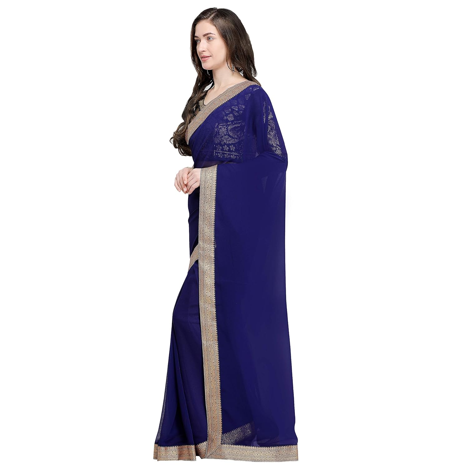 anand sarees faux georgette sareewith border and running blouse