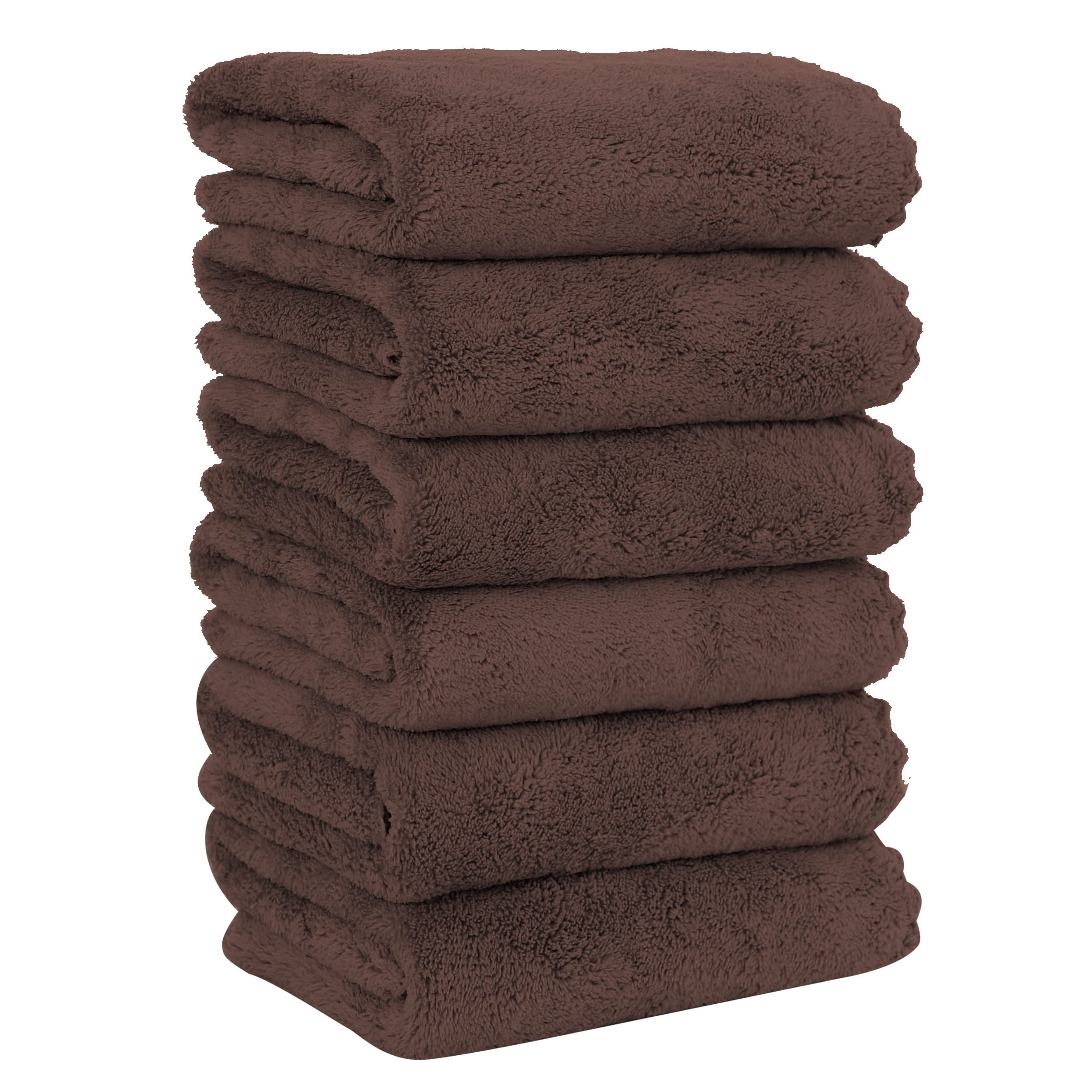 Photo 1 of MOONQUEEN 6 Pack Premium Hand Towels - Quick Drying - Microfiber Coral Velvet Highly Absorbent Towels - Multipurpose Use as Hotel, Bathroom, Shower, Spa, Hand Towel 16 x 28 inches (Wood Brown)