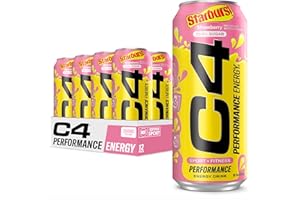 C4 Performance Energy Drink | STARBUST™ Strawberry | Zero Sugar Carbonated Preworkout Energy | 200mg Caffeine with Beta Alani