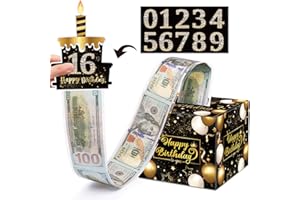 Meiidoshine Birthday Money Gift Box with DIY Stickers for Any Ages, Surprise Money Holder for Cash Gift with Pull Out Happy Birthday Card and 50Pcs Bags - A Fun Way to Gift Cash for Birthdays