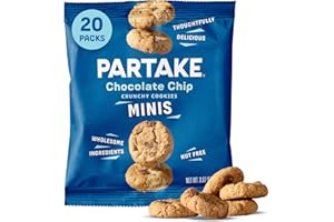 PARTAKE FOODS Gluten Free Partake Crunchy Chocolate Chip Cookies - Vegan - Free From the Top 9 Allergens Including Dairy, Wheat, Soy, Eggs, & Peanuts - Safe School & Office Snack (20 Packs, 0.67 oz)