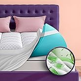 Dual Layer 4 Inch Memory Foam Mattress Topper for Pressure Relief with 4X Support, 2" Fluffy Pillow Top Queen Mattress Topper 50% Viscose Made from Bamboo Plus 2" Cooling Gel Memory Foam Mattress Pad