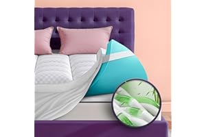 BITEANY Dual Layer 4 Inch Memory Foam Mattress Topper for Pressure Relief with 4X Support, 2" Pillow Top Queen Mattress Topper 50% Viscose Made from Bamboo Plus 2" Cooling Gel Memory Foam Comfort Mattress Pad