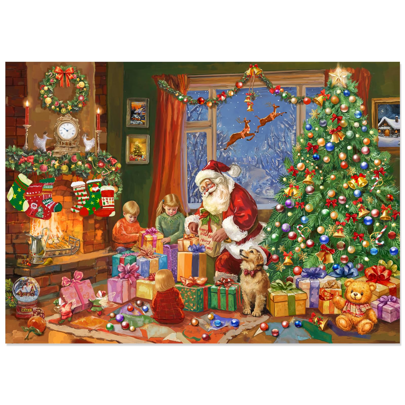Photo 1 of 1000 Piece Christmas Puzzle for Adults - Winter Jigsaw Puzzles - Christmas Eve Holiday Puzzle Family Game Nights Home Decor