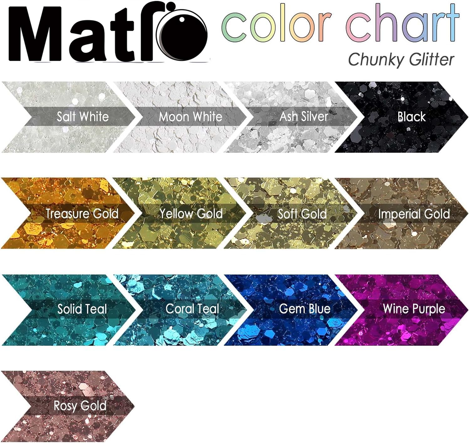 Matio Chunky Glitter 7.8oz/220g Black Craft Ultra Fine Glitter Powder Mixed Chunky PET Flakes Sequins for Resin Epoxy Painting Arts Cosmetic Nail Hair Makeup Tumblers Slime DIY Party Festival Decor