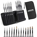 Miniature Painting Kit - (Set of 13) Micro Detail Paint Brushes with Black Carrying Case for Painting Action Figures, Models,